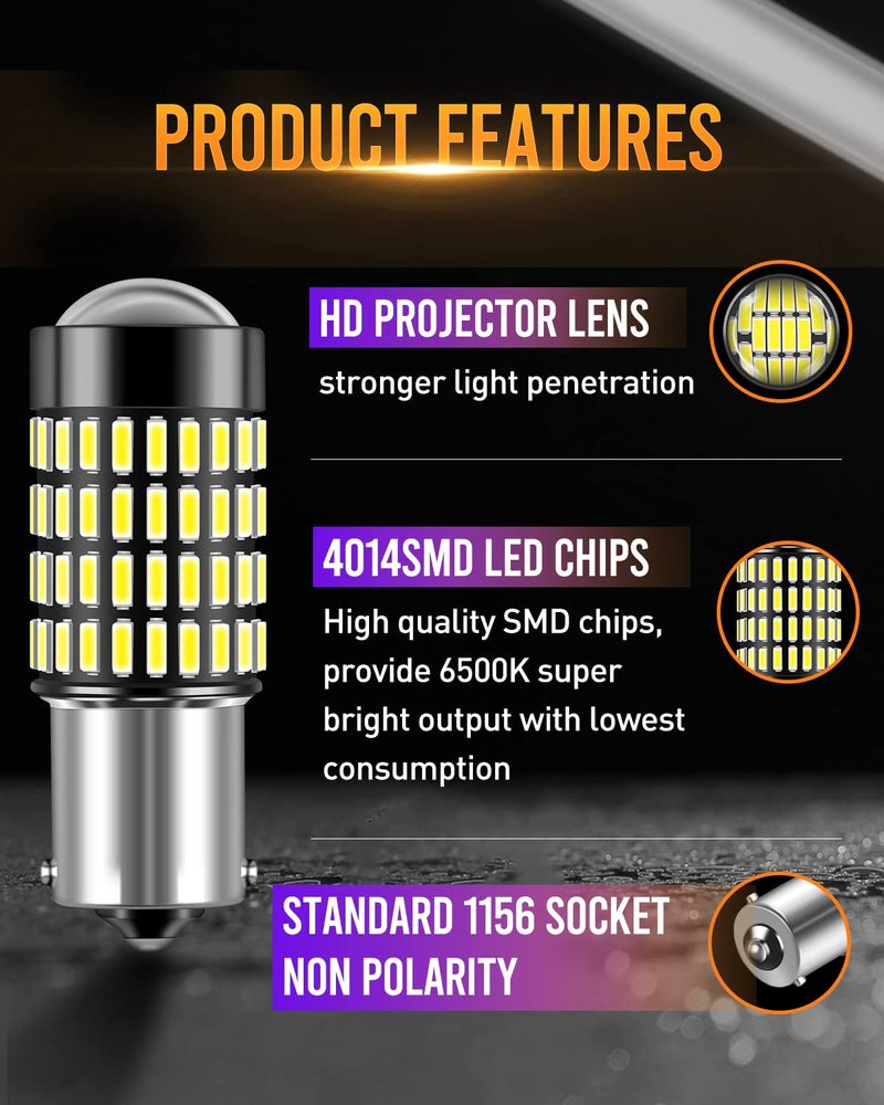 LUYED 1156 1141 LED Bulb 3400 Lumens Extremely Bright 1003 7506 BA15S P21W LED Light Bulbs for Backup Reverse Tail Turn Signal Lights,Xenon White,Pack of 2 - Image 3